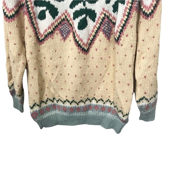 Tarazzia Vintage Olive Branch Knit Fair Isle Sweater - Picture 6 of 8